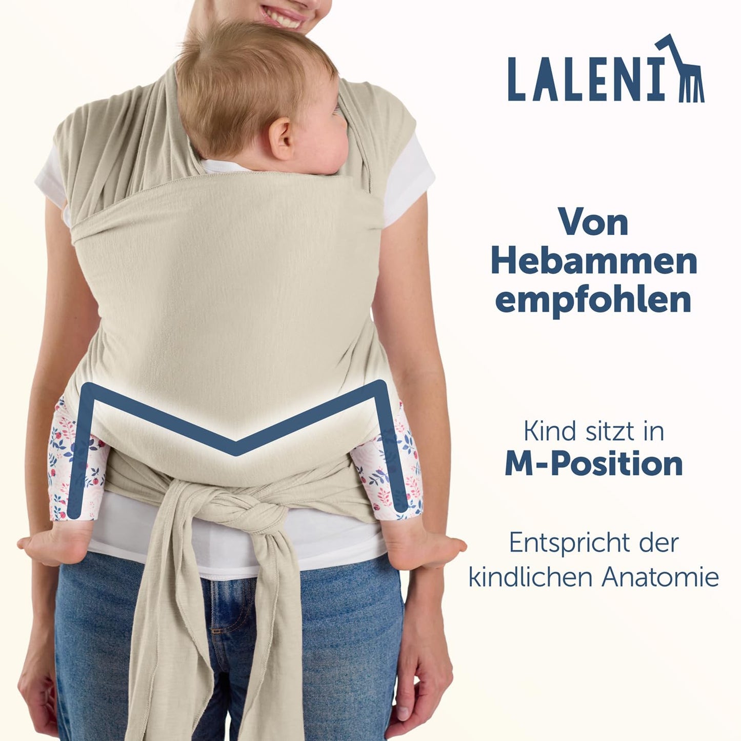 Tragetuch für Neugeborene bis 15 kg (OEKO-TEX), Beige