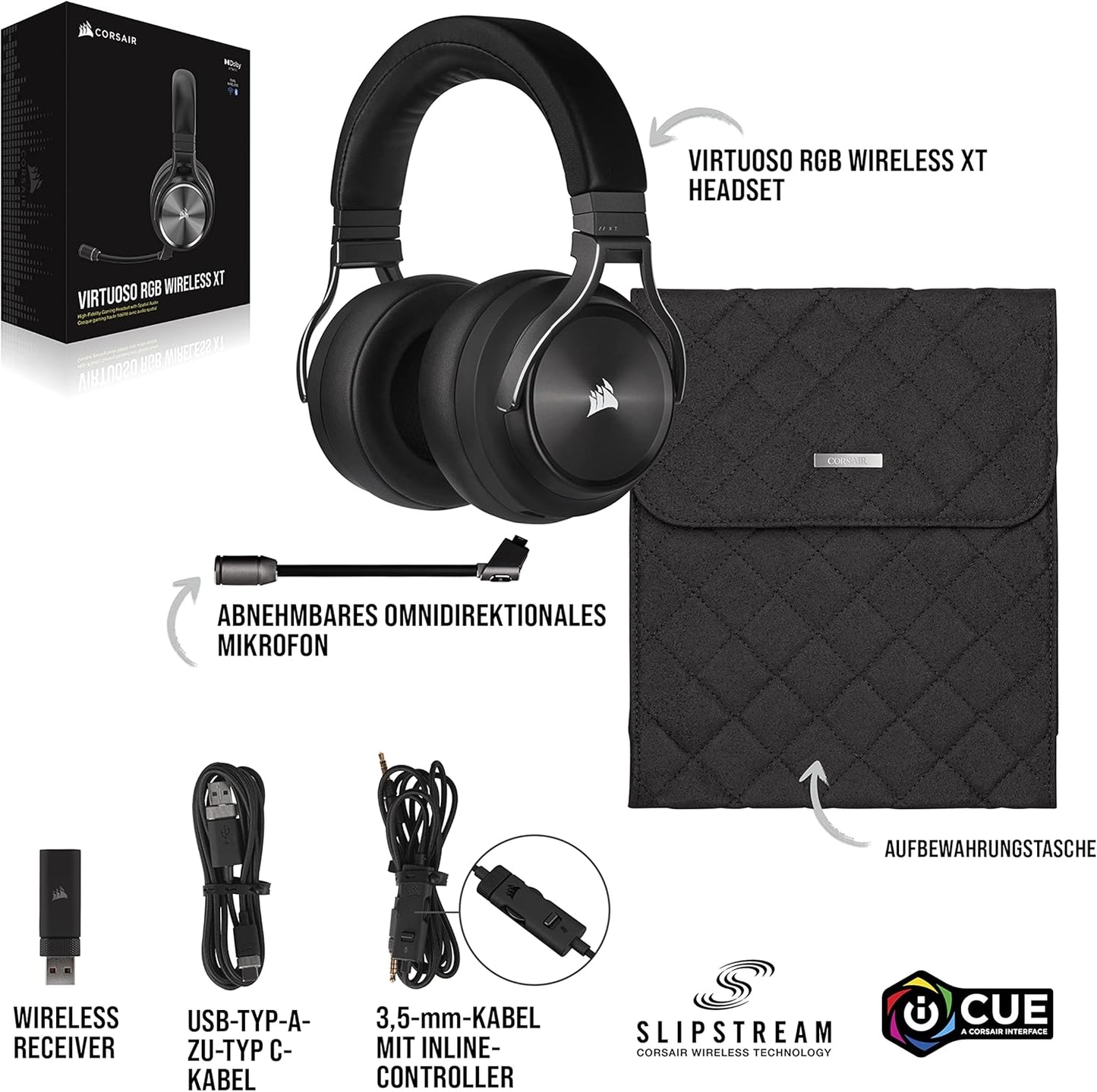Virtuoso XT RGB Wireless Gaming-Headset, Schwarz Single