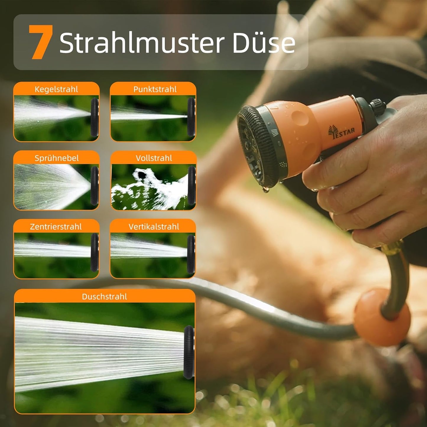 Schlauchrolle mit 25m Schlauch & Sprühdüse