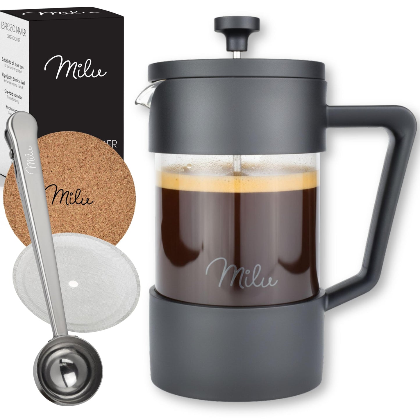 French Press Set, Schwarz 1000 ml
