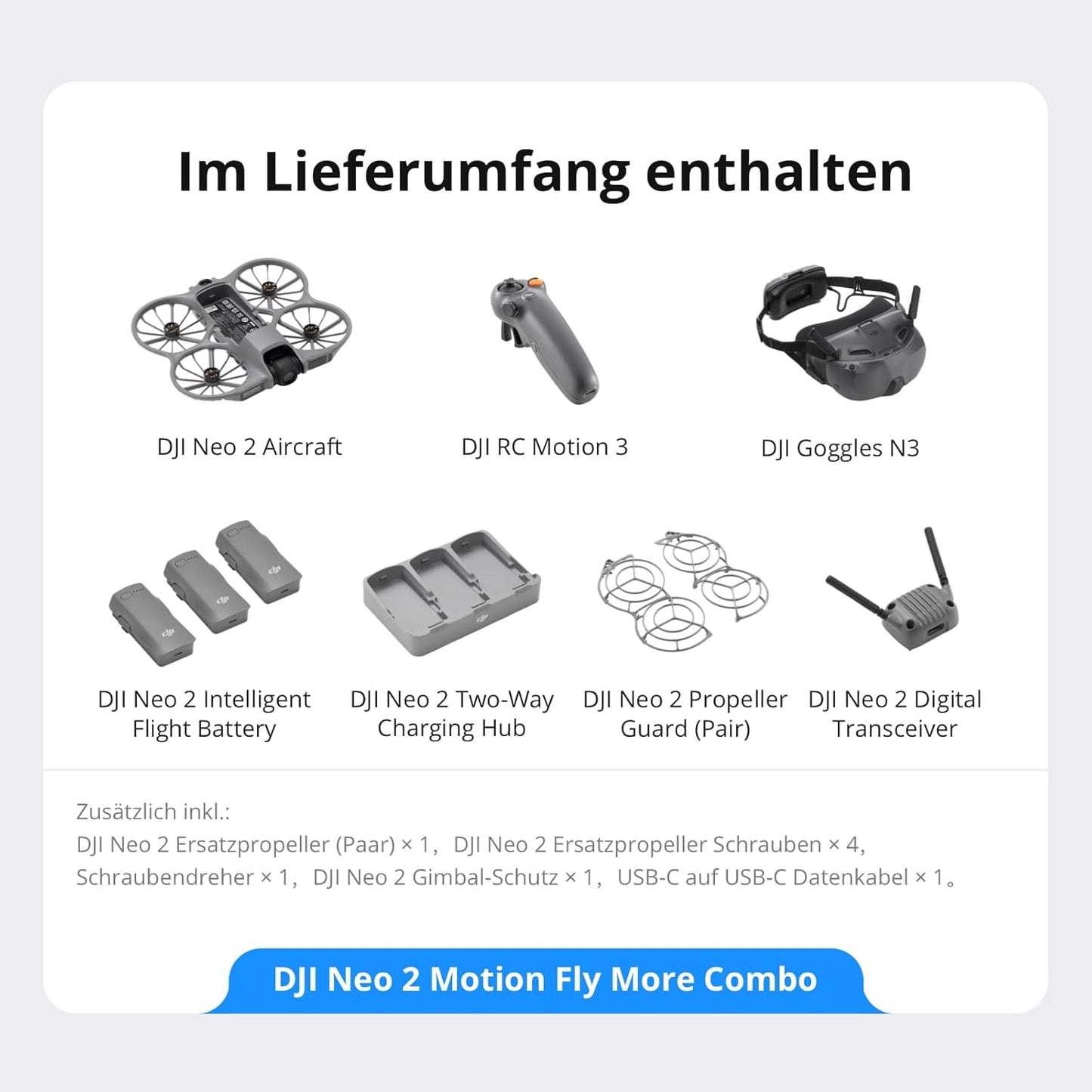 4K-Drohne Neo 2 Motion Combo mit FPV-Flug, DJI Neo 2 Motion Fly More Combo