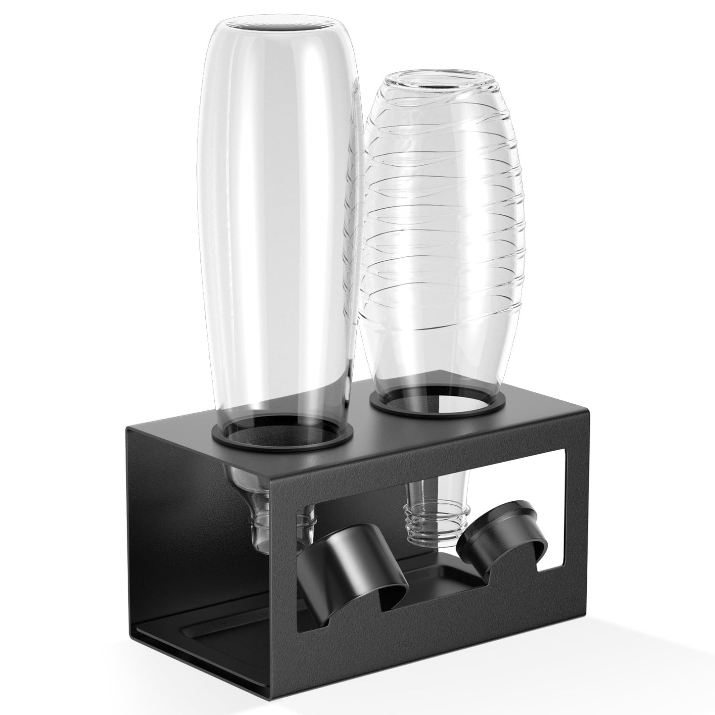 2-Loch Flaschenhalter Abtropfgestell für SodaStream & Emil, Schwarz 2-Loch