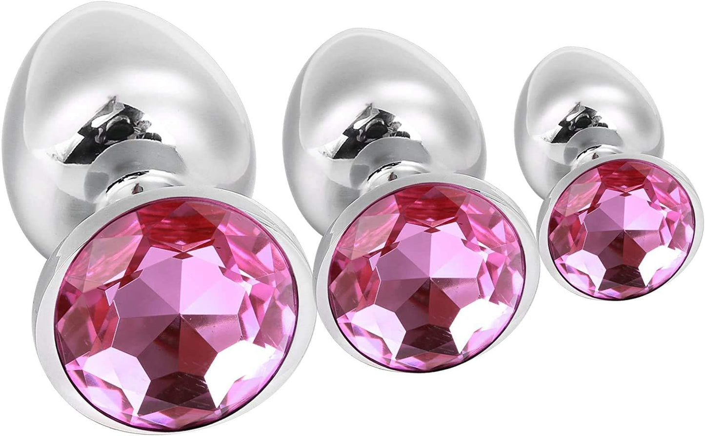 3-teiliges Analplug Set mit Kristall, Rosenrot