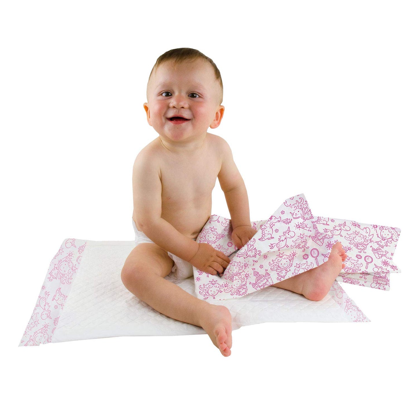 50 Stück Einweg-Wickelunterlagen mit Prinzessin-Motiven, 40 x 60 cm, Prinzessin Single