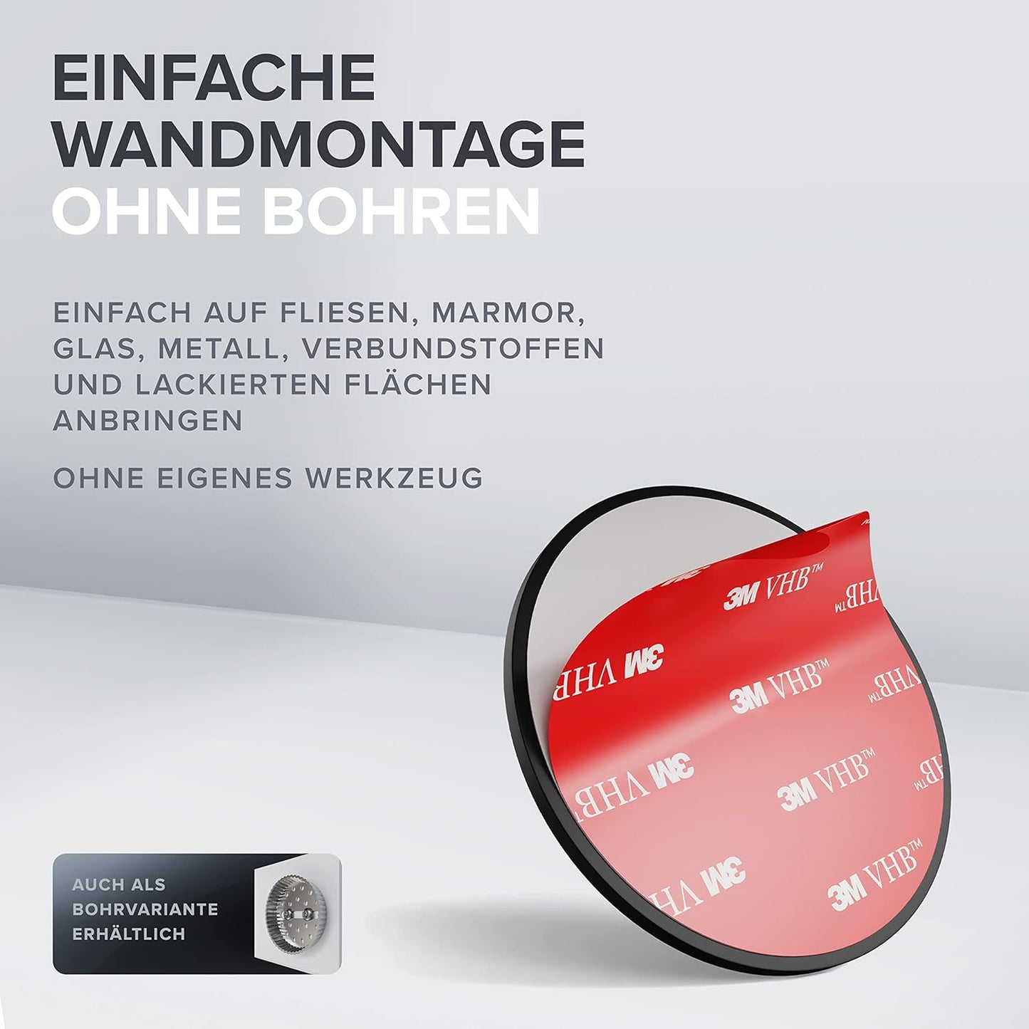 Ersatzrollenhalter selbstklebend für 2 WC-Rollen, Schwarz Zum Kleben
