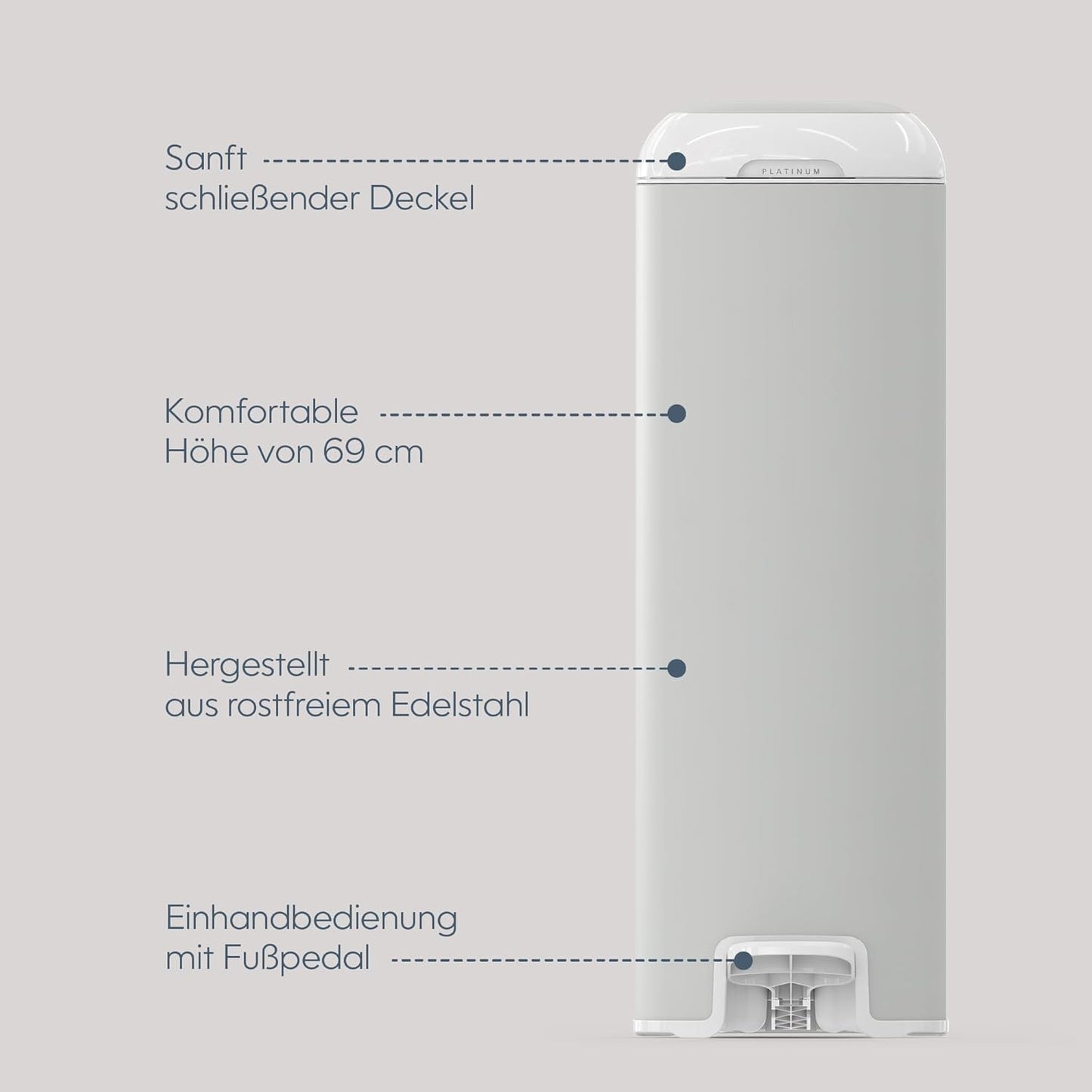 Windeleimer mit Fusspedal, Grau