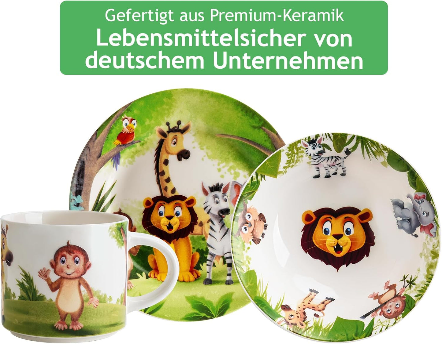 3er-Kindergeschirr-Set Dschungel, Dschungel