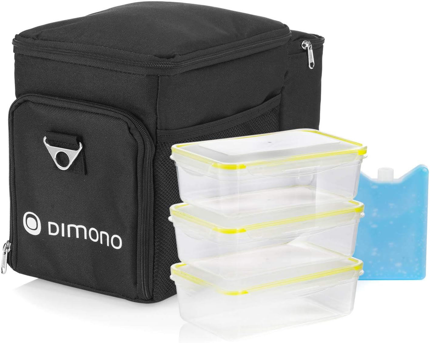 Kühltasche inkl. 3 Boxen & Kühlakku, Schwarz