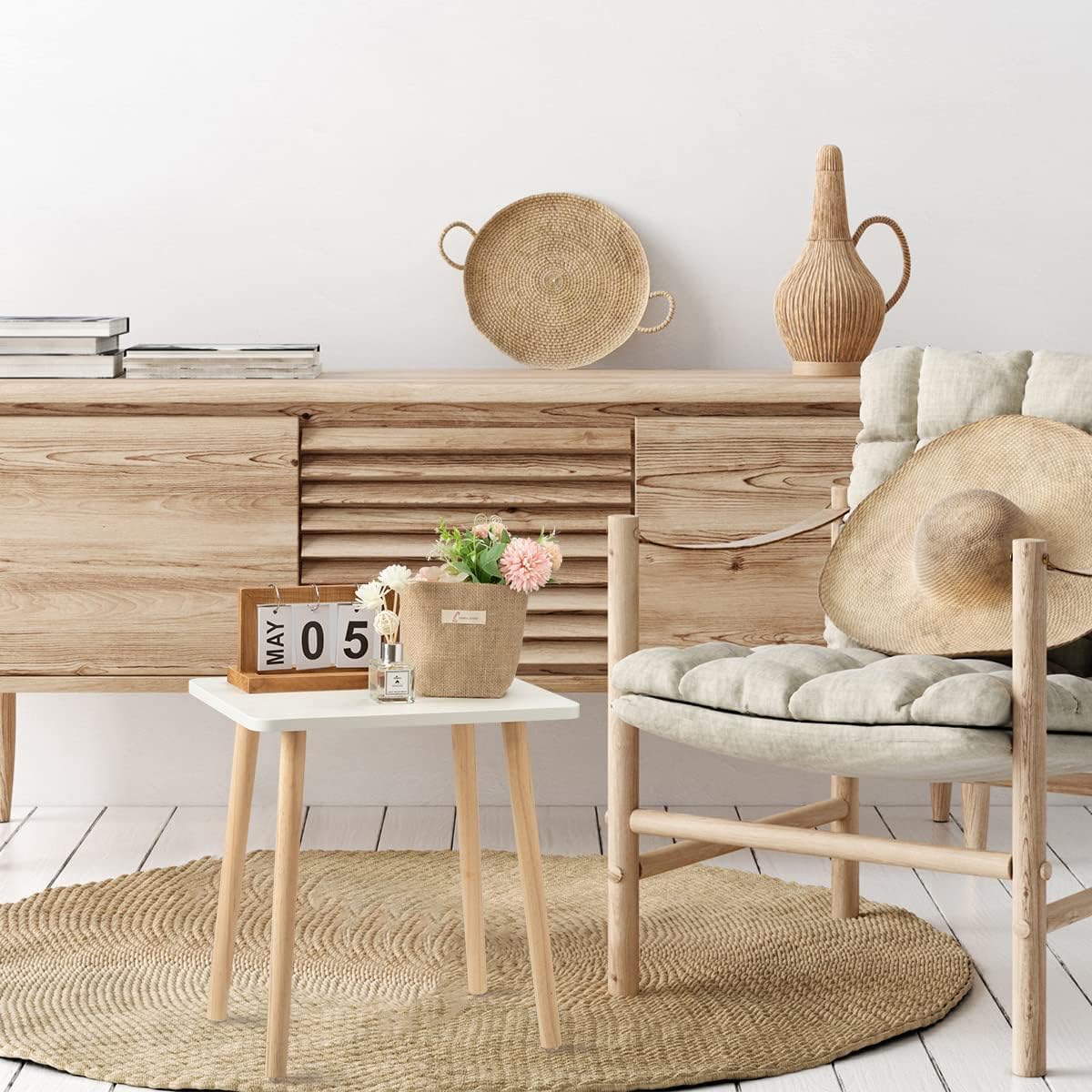 Beistelltisch für Wohnzimmer & Schlafzimmer, Weiss