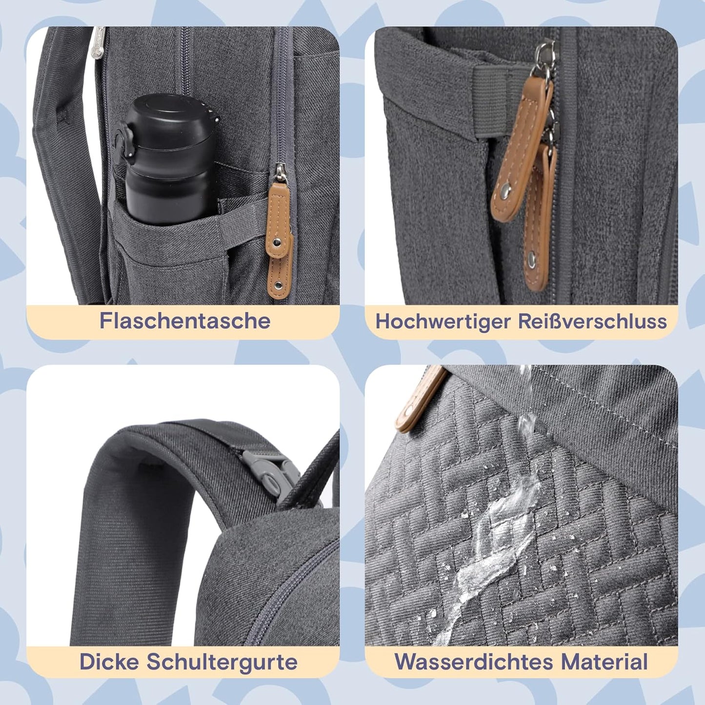 Wickelrucksack mit Wickelauflage, Dunkelgrau05