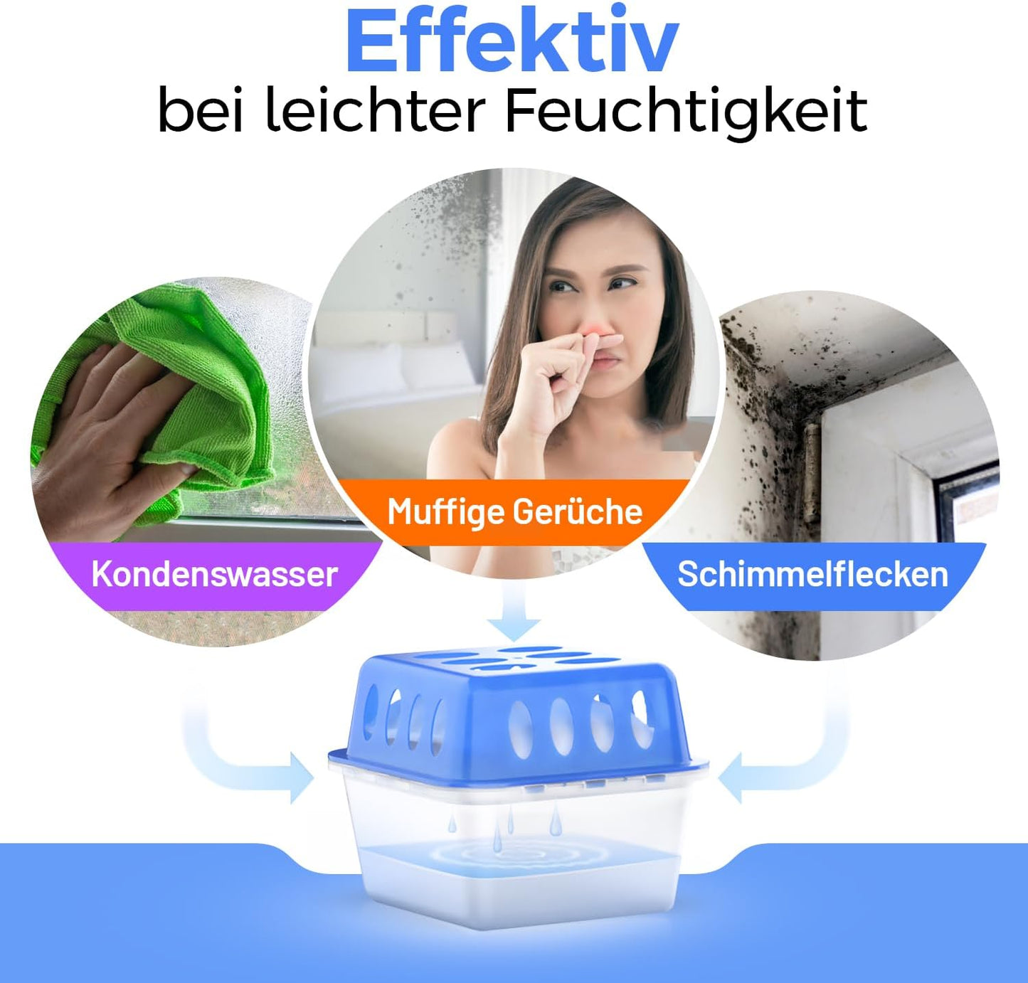 Luftentfeuchter mit Nachfüllpacks, 4x Luftentfeuchter + 9x Nachfüllpacks
