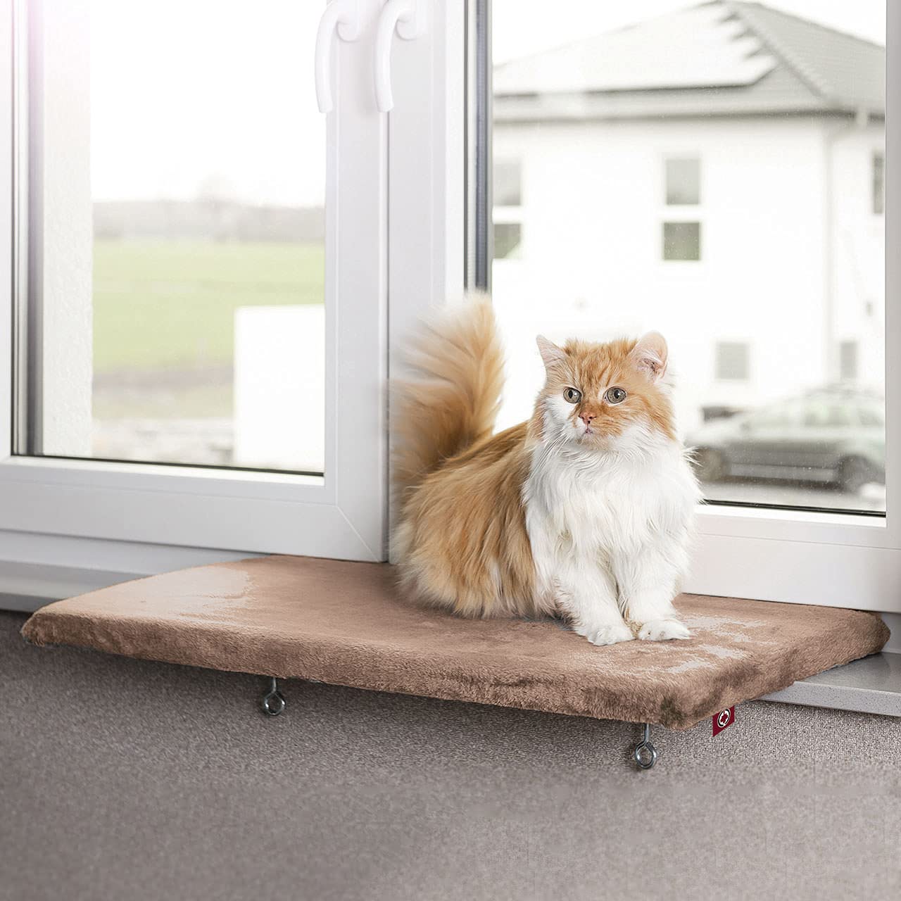 Waschbare Fensterliege für Katzen, Snuggly Place, Beige 75 x 35 x 2 cm