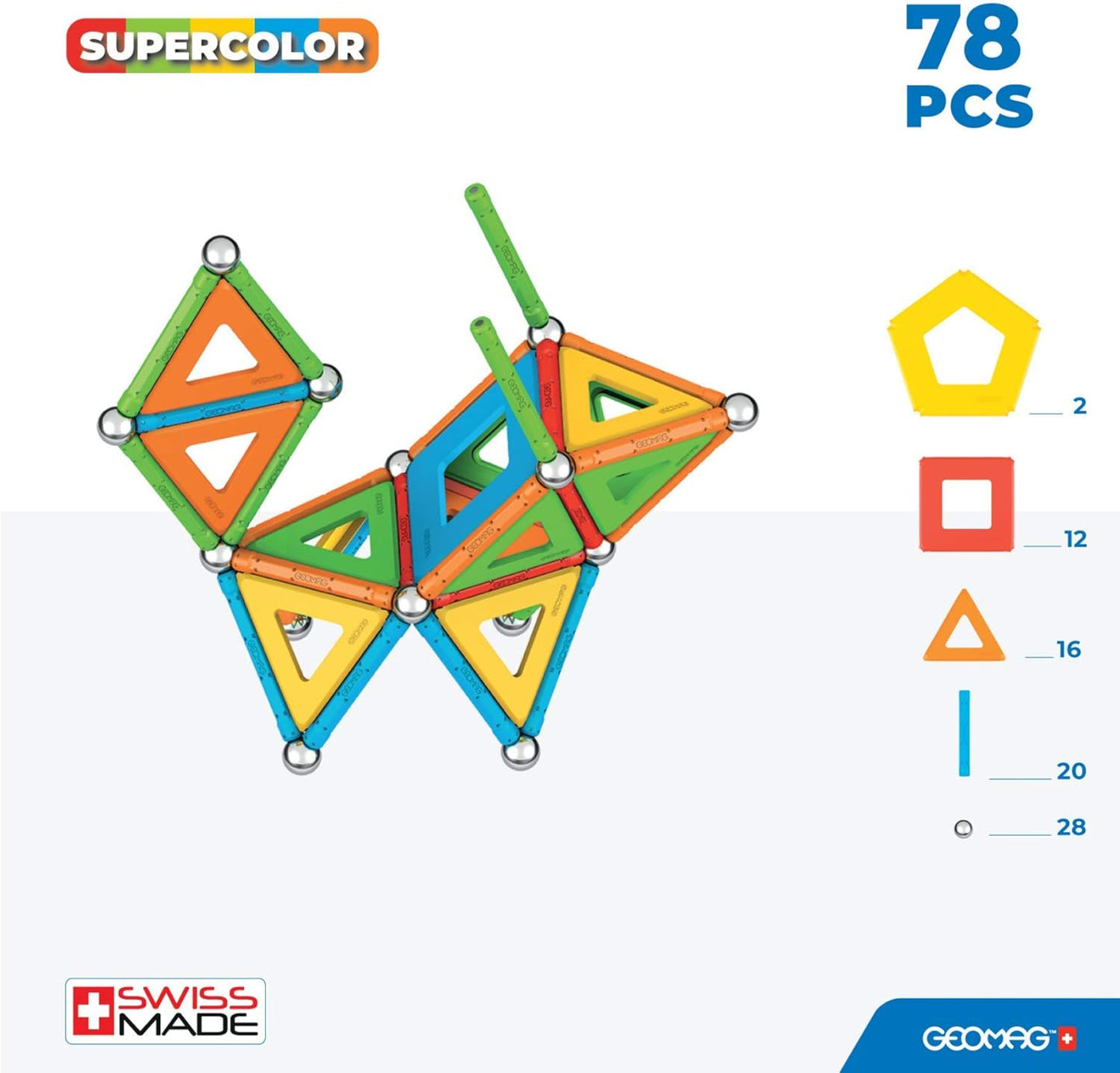 Supercolor Magnetische Bausteine, 78 pz