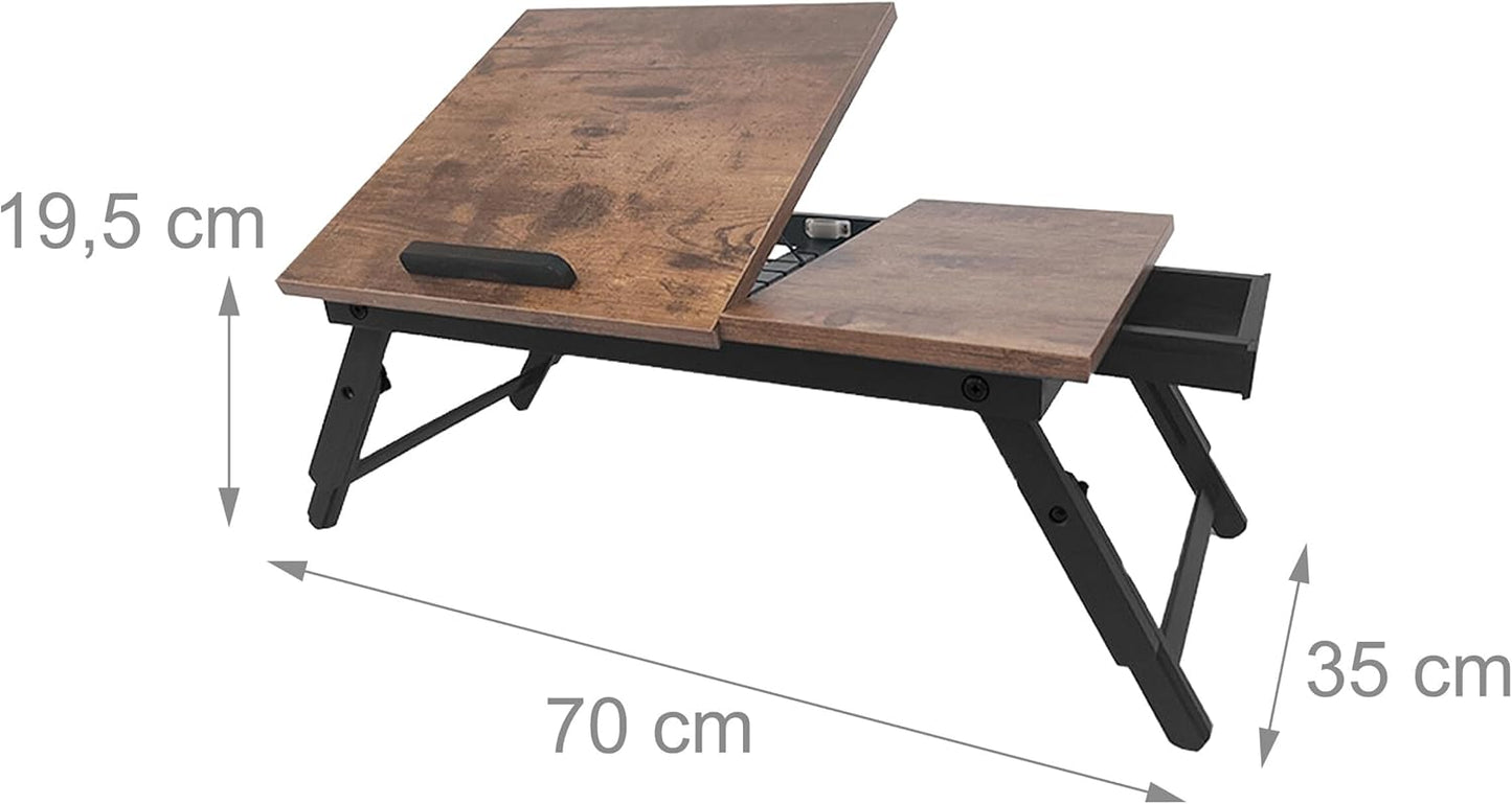 Klappbarer Laptoptisch, Dunkelbraun/Schwarz