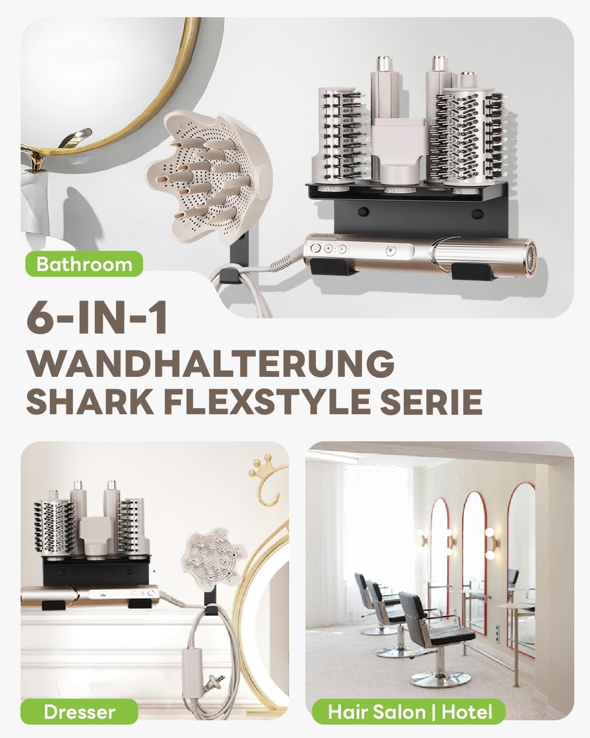 Fönhalterung für Shark Hairstyler mit Kabel- und Diffusorhalter, Td79