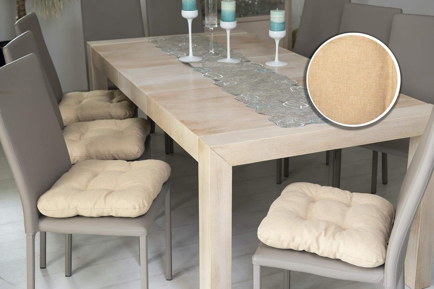 4er-Set Stuhlkissen-Set, 45 x 45 x 8 cm - 4er Set Beige
