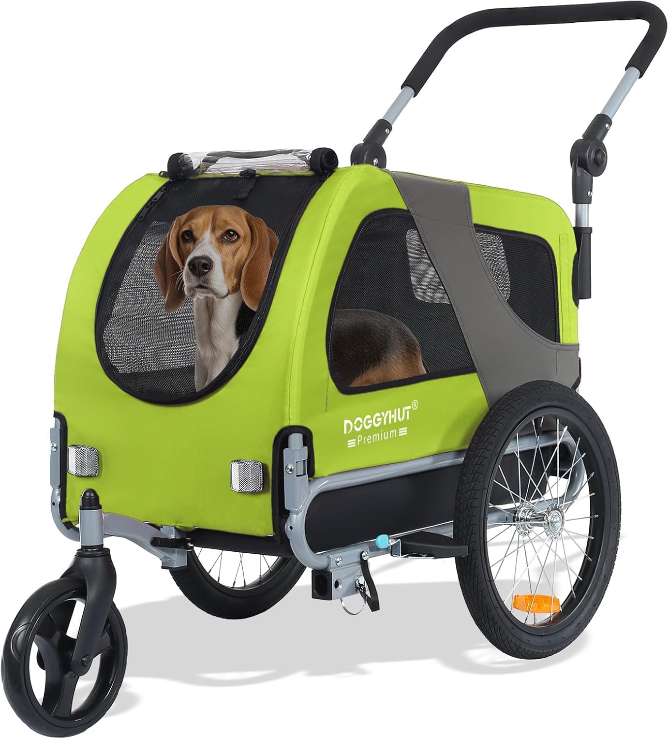 Premium Hundeanhänger 2-in-1 Buggy & Jogger (bis 23kg), Grün