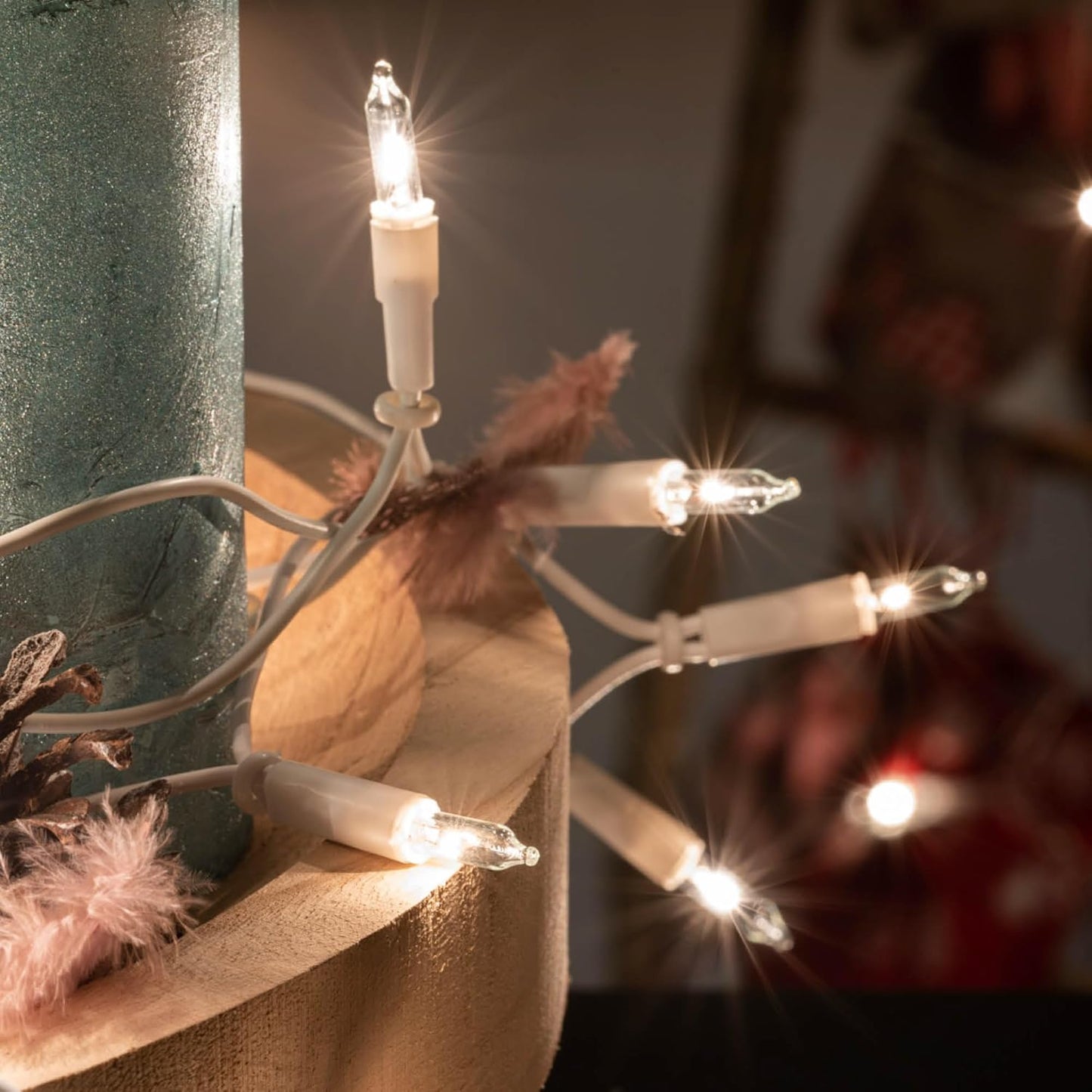 Lichterkette mit 50 klaren Mini-Lichtern, 25 x 30 x 35 cm, Weisses Kabel - Transparente Lampe