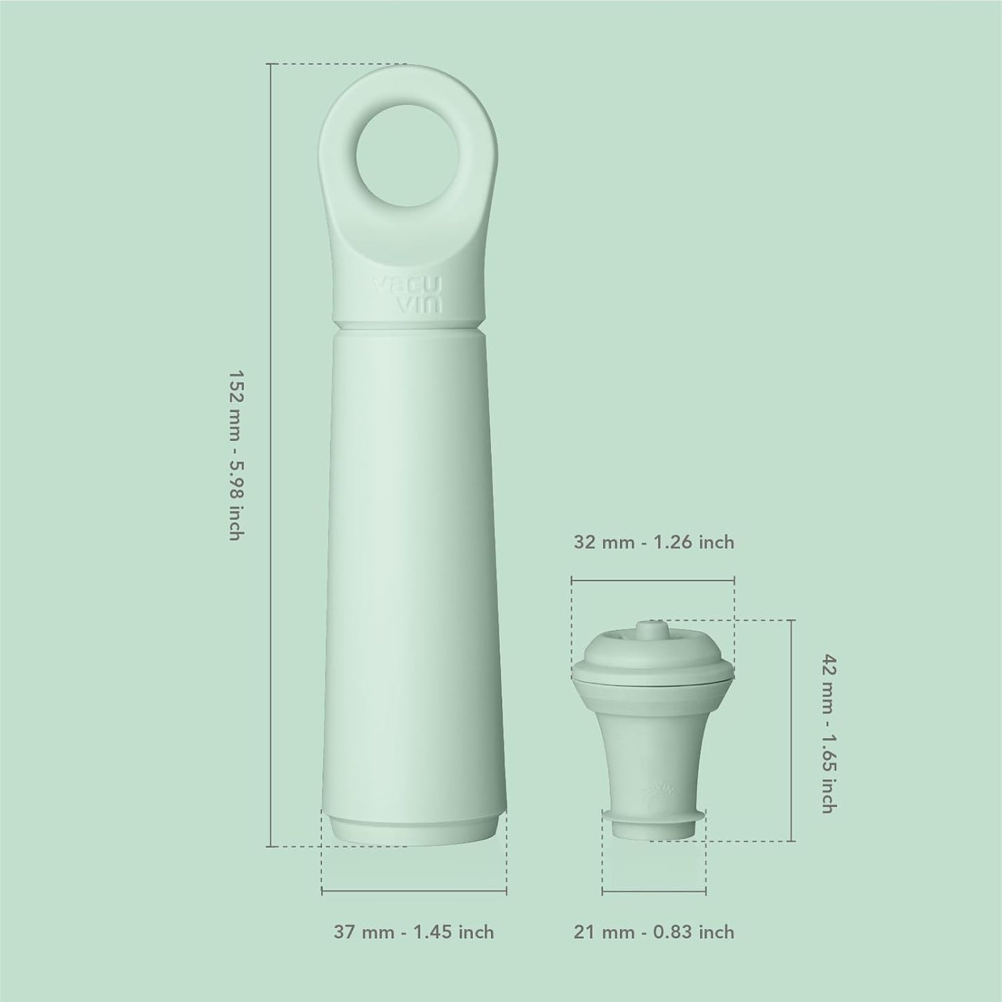 Weinpumpe Loop mit Vakuumverschluss (1 Pumpe, 1 Stopper), Jade