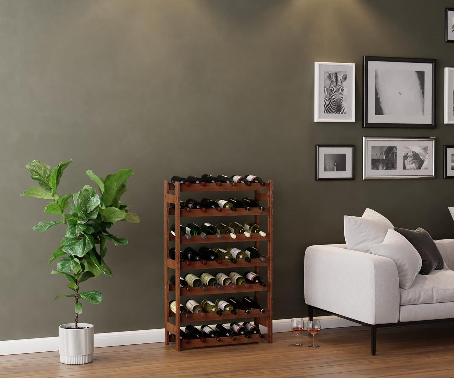 Weinregal Modell RW-1-42, Braun RW-1-42, 102 x 63 x 25, 7 liegen, für 42 Flaschen