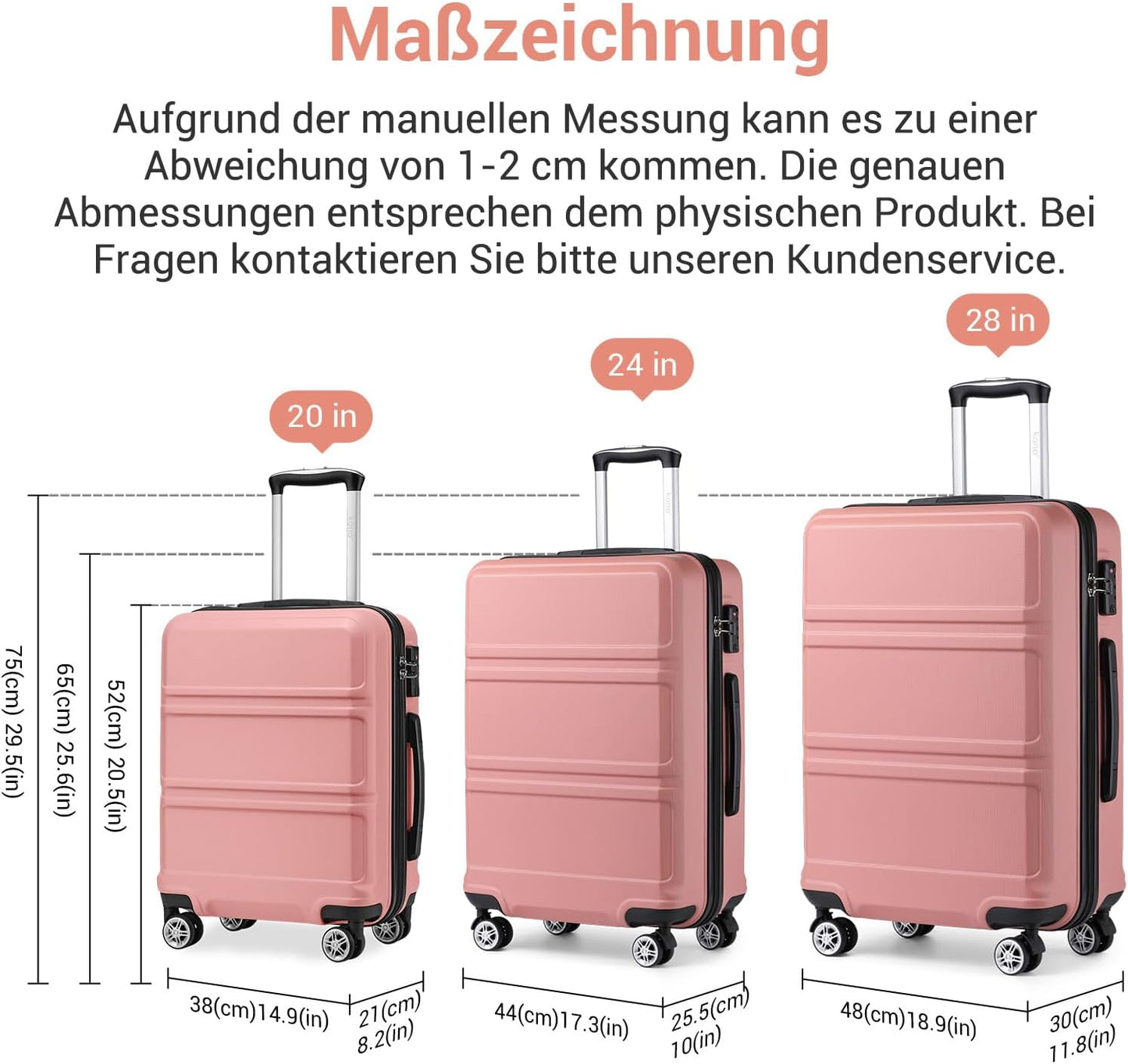 Hartschalenkoffer Trolley mit TSA-Schloss (52cm), M (52cm) Rosegold