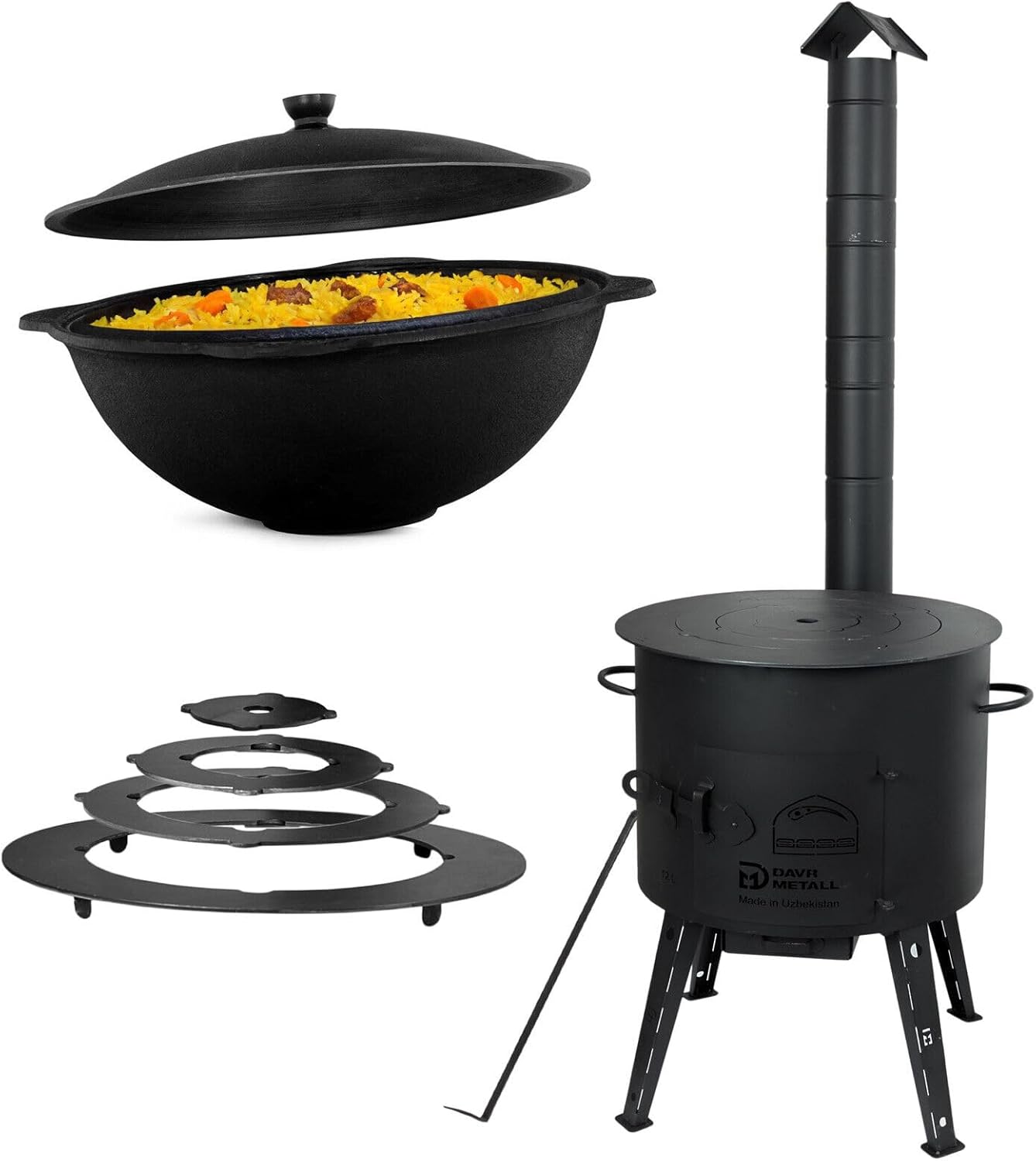 Utschak Feldküche mit Kazan 12L und Adapter-Ringe, Adapter-Ringe mit Kazan 12L