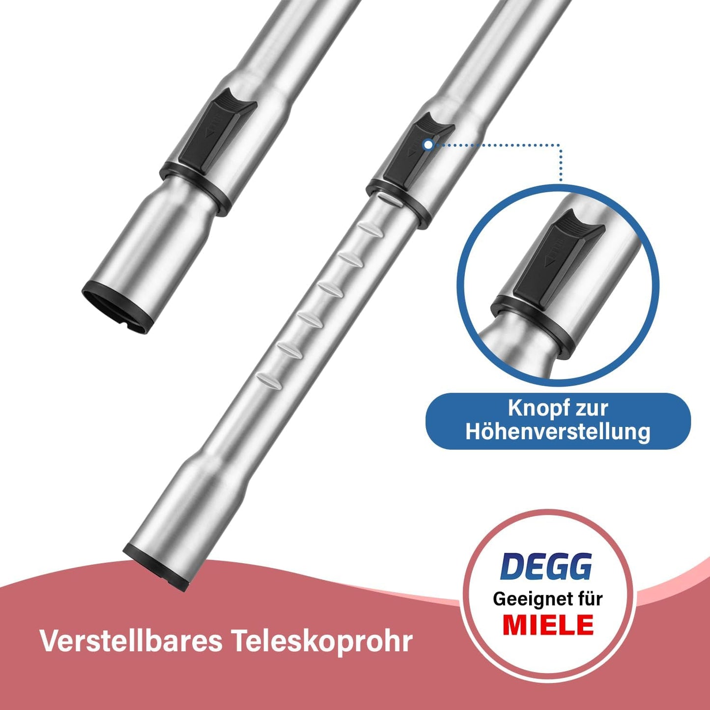 Teleskoprohr für Miele Staubsauger 35 mm Klicksystem