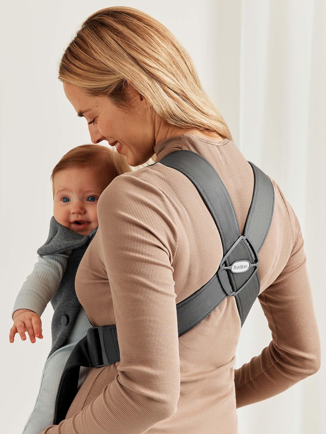 Babytrage Mini, ergonomisch und bequem, 3D-Jersey, Dunkelgrau