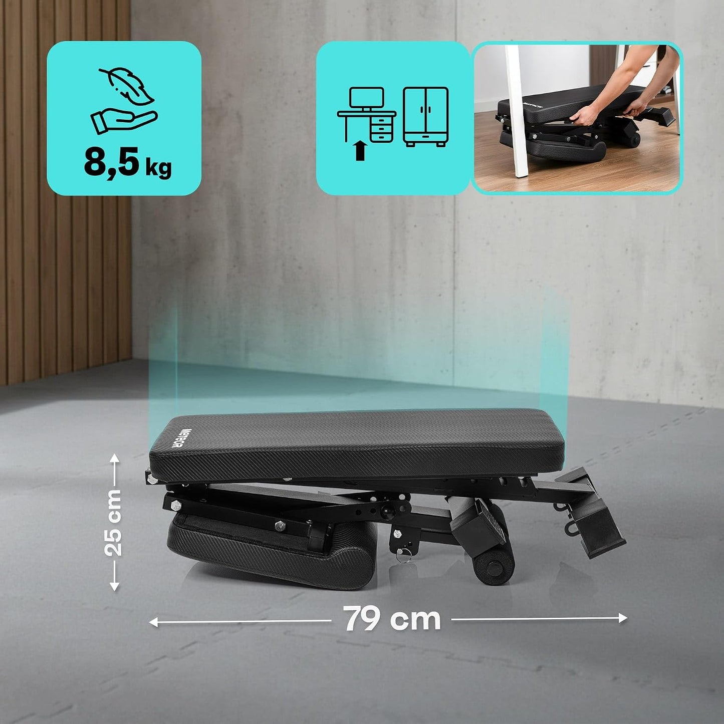 Klappbare verstellbare Trainingsbank, Black 150 kg Standard