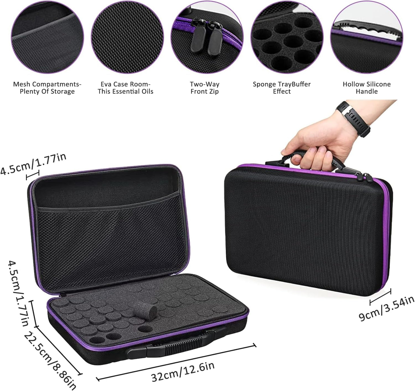 Aufbewahrung für ätherische Öle (60 Flaschen), Purple