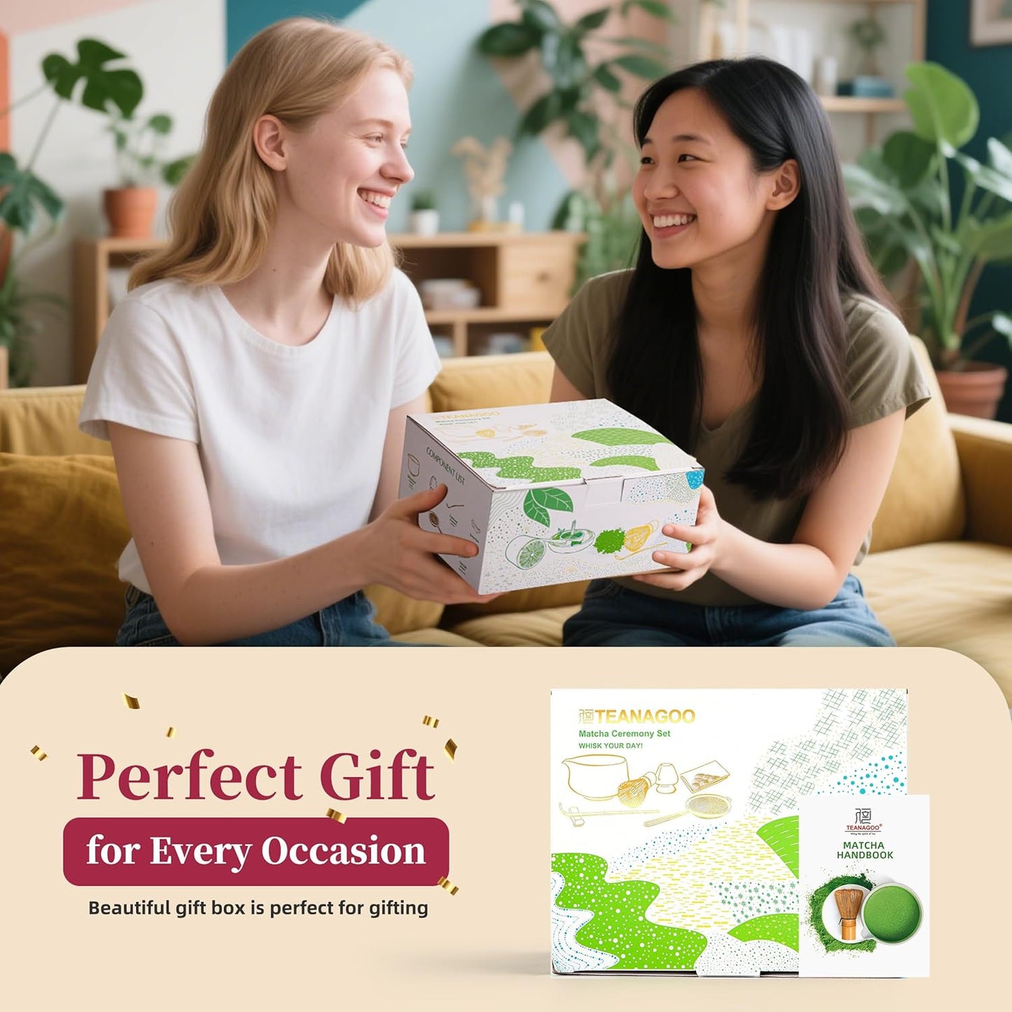 7-teiliges Matcha-Tee-Zubereitungsset, 7Stück/Set, Schüssel mit Ausgießer Farbverlauf Rosa