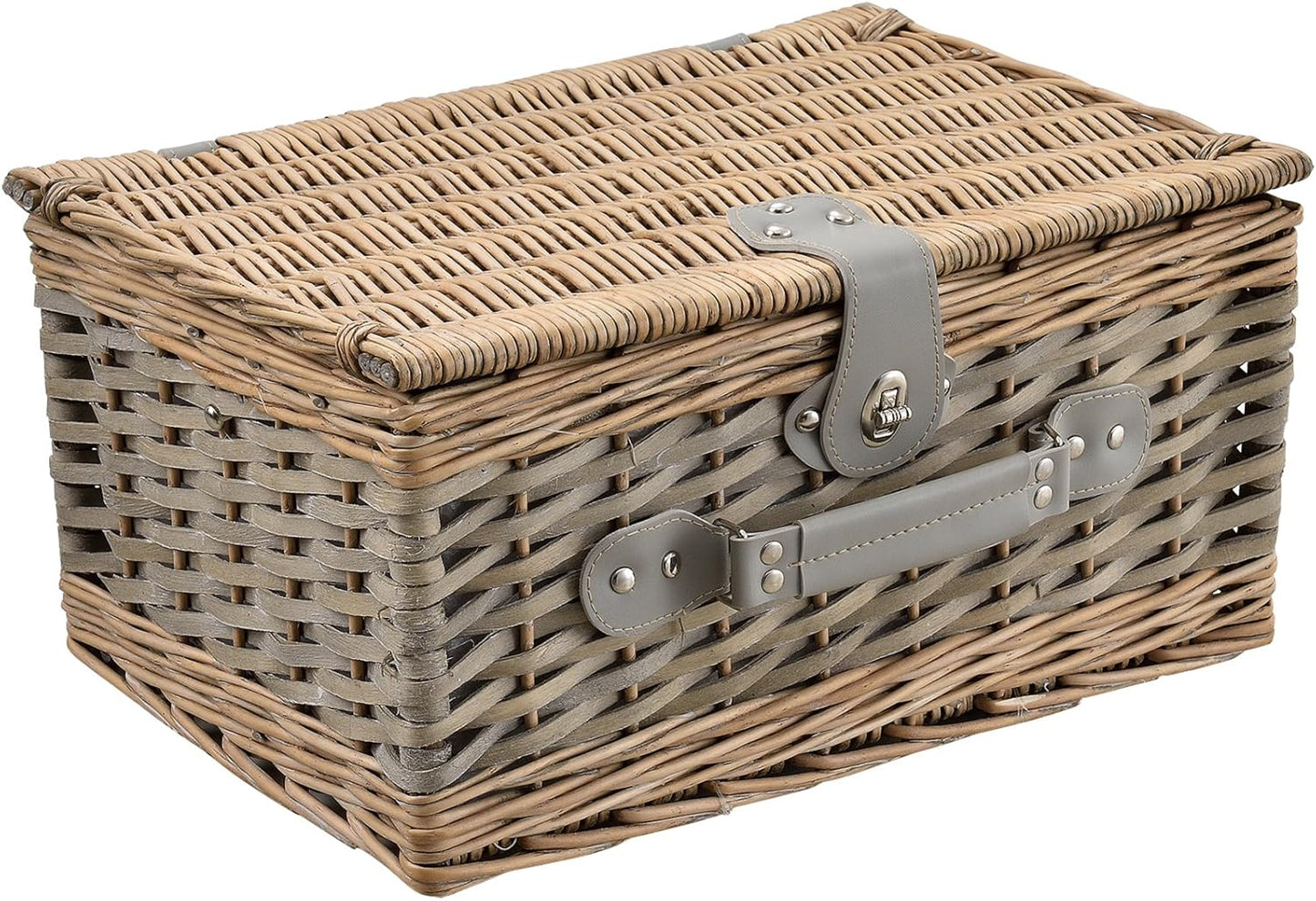 Picknickkorb-Set für 4 Personen mit Kühltasche, Grau 40 x 28 x 19 cm