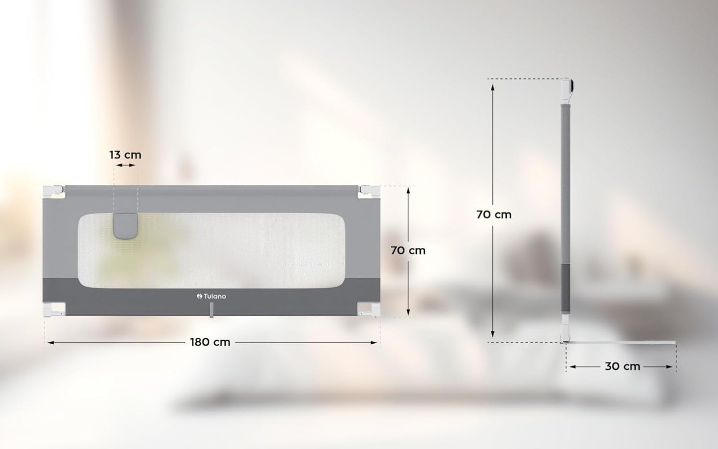 Klappbares Bettgitter Cover 48, höhenverstellbar, 70 X 180 CM