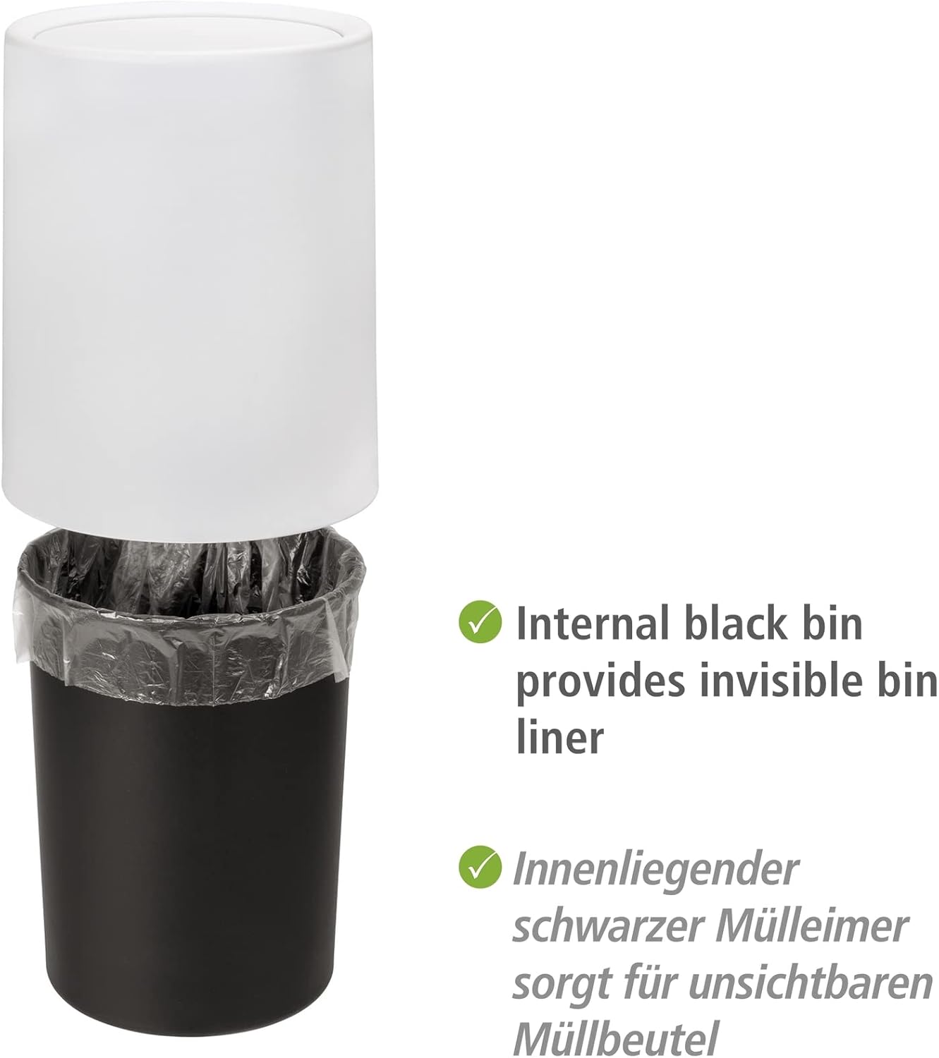 Schwingdeckeleimer Atri mit Inneneimer, Weiss