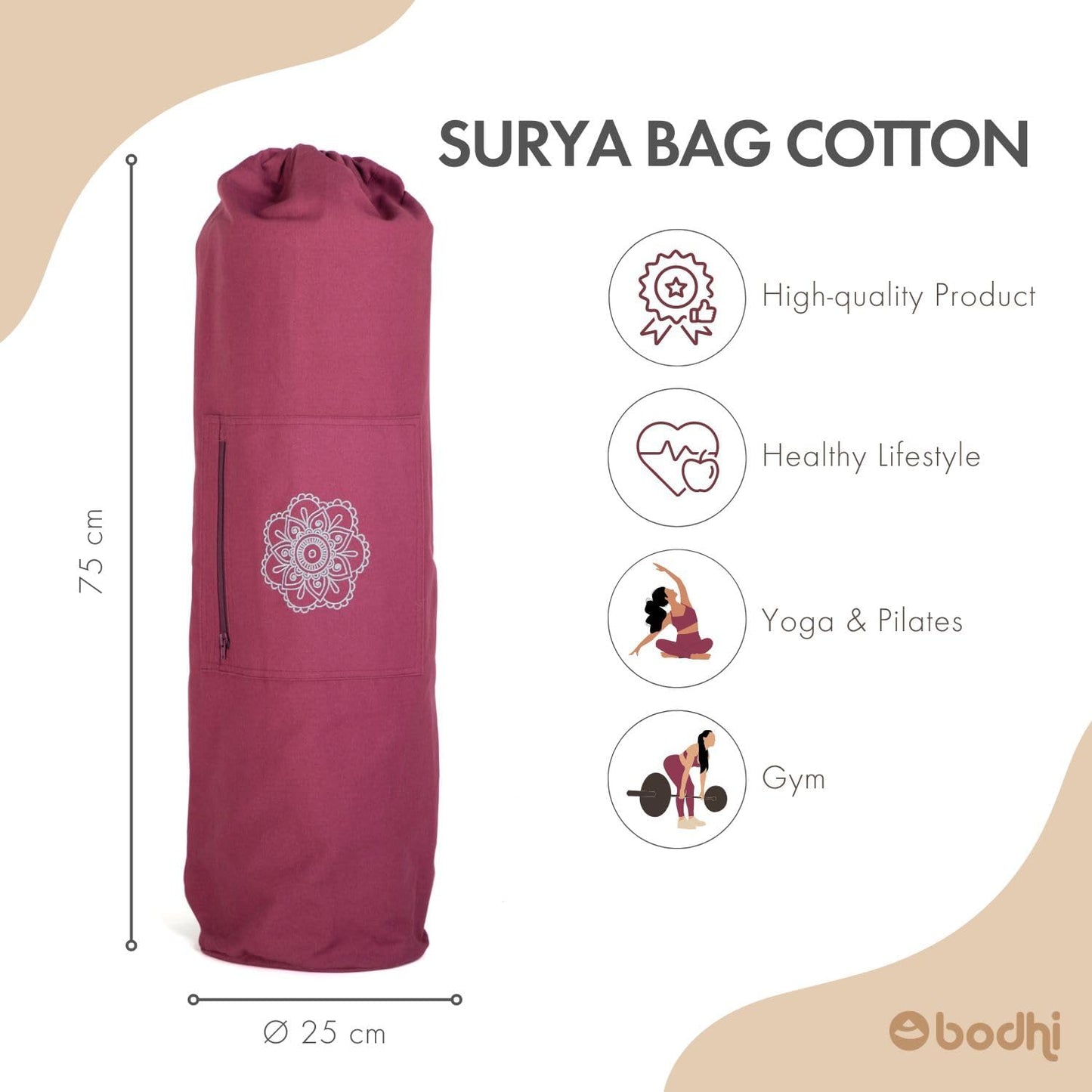 Yogatasche für Matten & Zubehör, Breite 75 cm