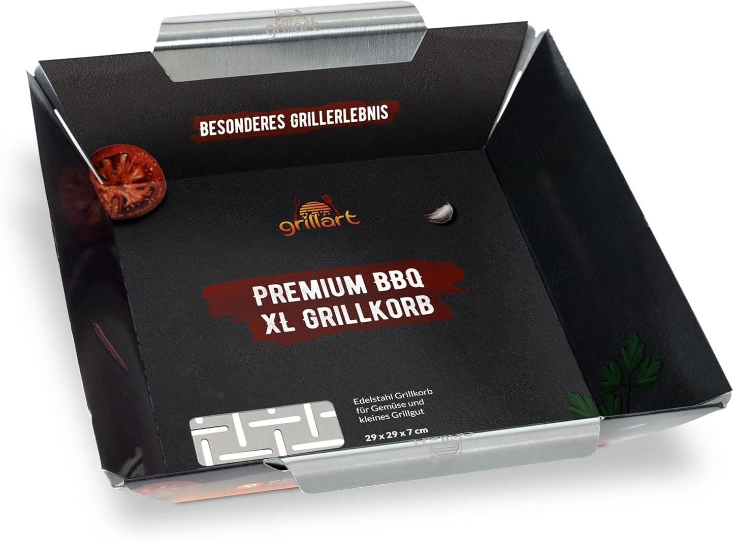 XL Grillkorb Edelstahl für Gemüse und Fisch, XL Grillkorb