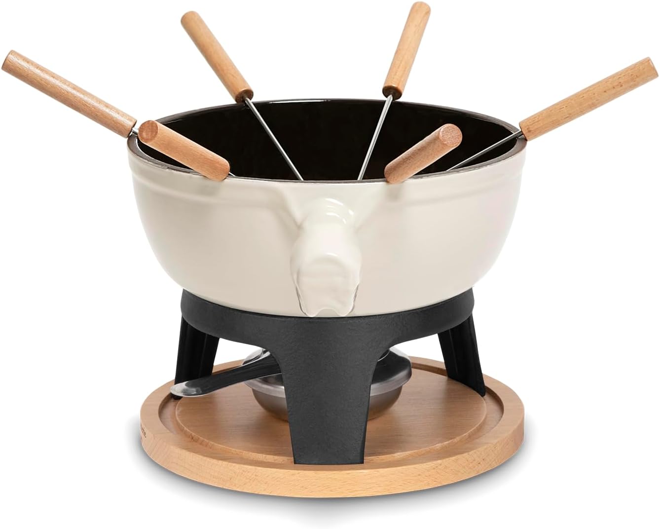 Fondue-Set aus Gusseisen für 6 Personen, Beige 6 Personen