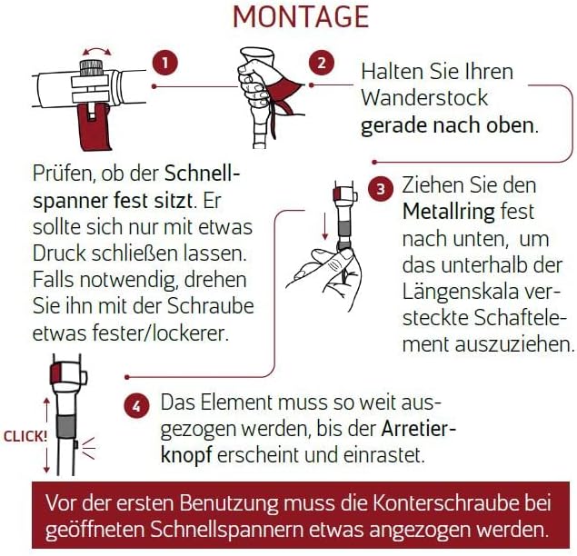 Faltbare Wanderstöcke Platzhirsch, Carbon faltbar 115-135cm