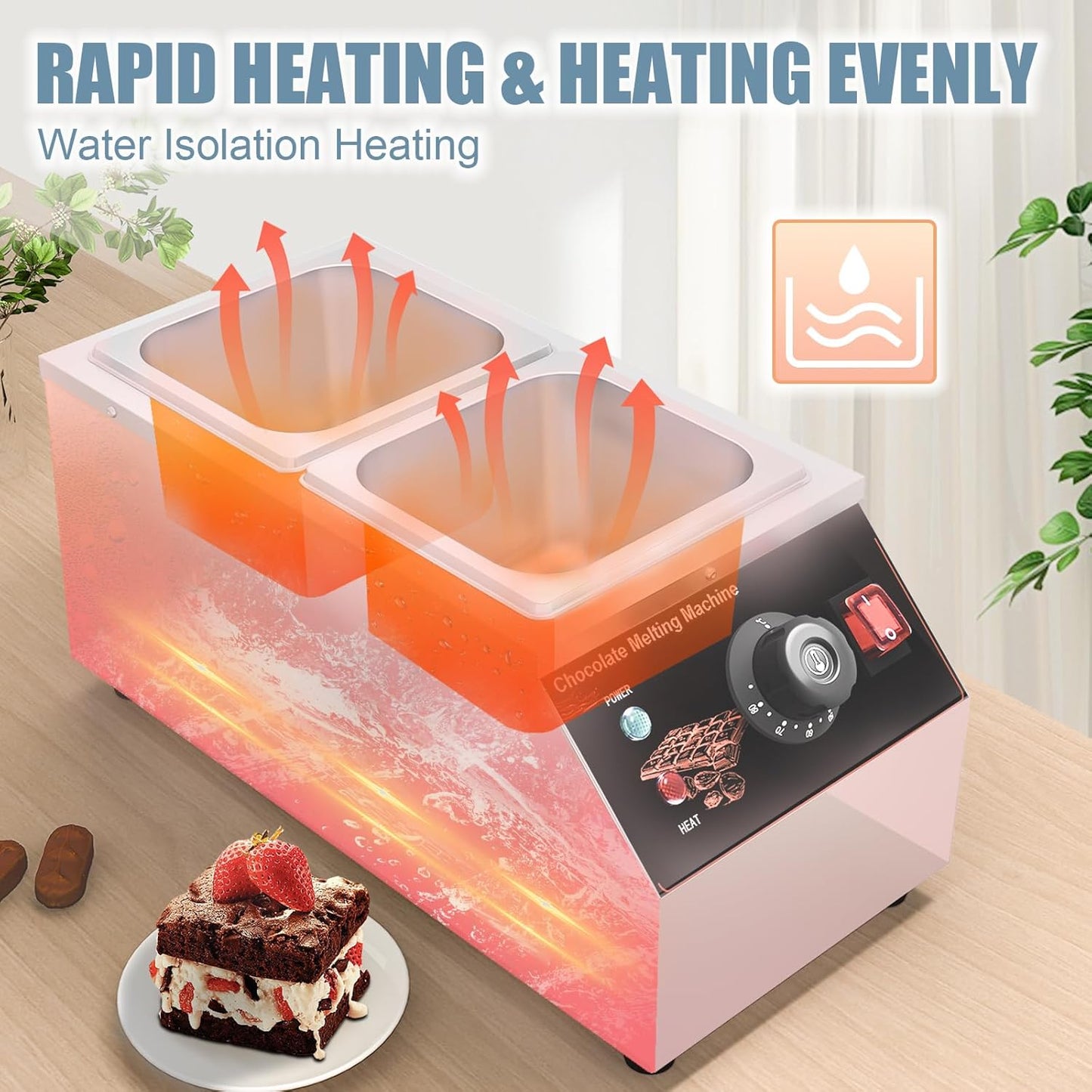 Schokoladen-Temperiermaschine mit 2 Töpfen, Edelstahl