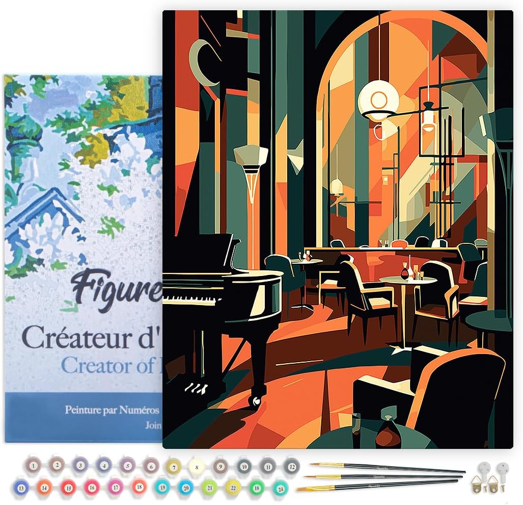 Malen nach Zahlen Set Art-Deco-Club, Art-Deco-Club 40x50cm Mit Rahmen (bereits gespannt)