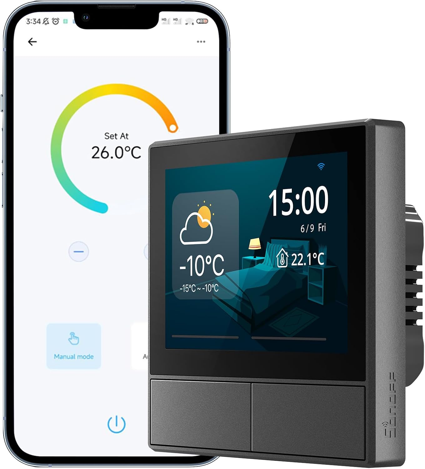 NSPanel Smart WiFi Wandschalter mit LED-Bedienfeld, Thermostat und Schalterfunktionen