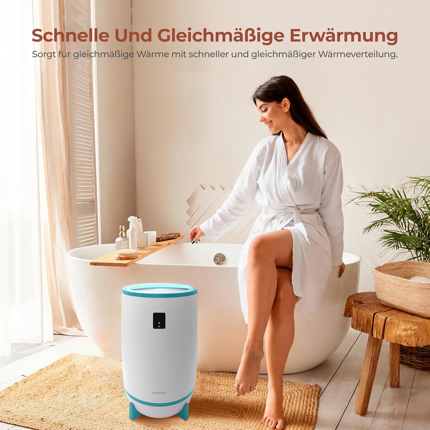 Elektrischer Handtuchwärmer mit Timer & Auto-Abschaltung, Blau