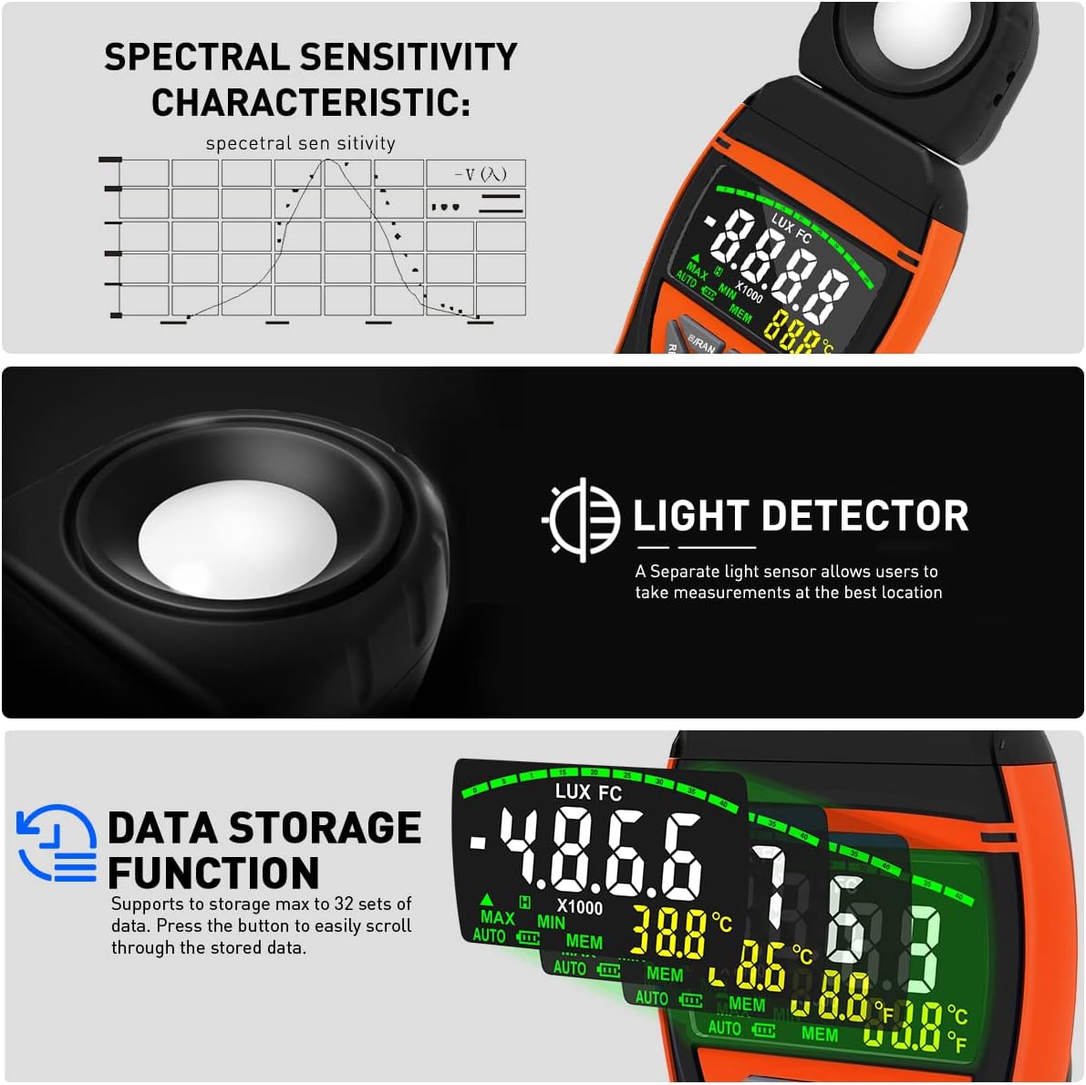 Digital Luxmeter AP-8801A mit Max/Min Funktion
