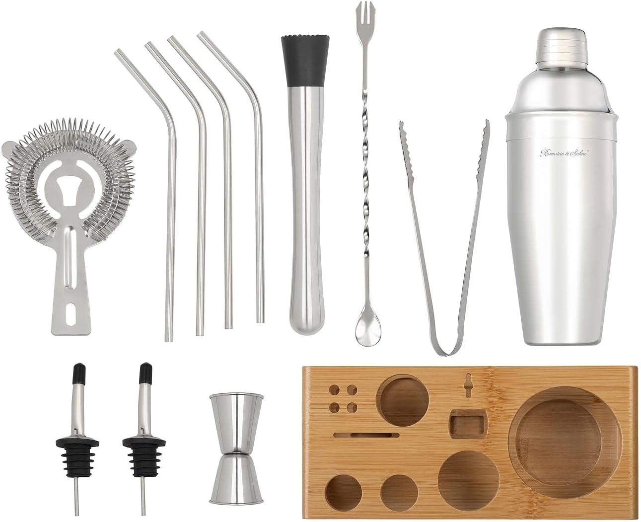 13-teiliges Cocktail-Shaker-Set mit Rezepten und Ständer