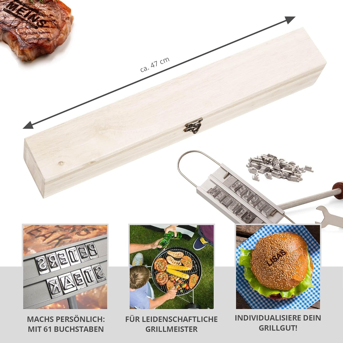Fleischstempel, Grillbrandeisen + Box
