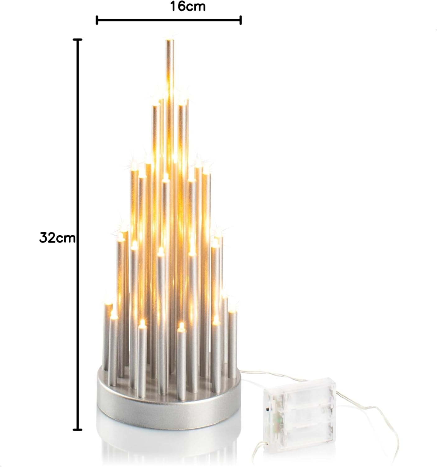 LED Pyramide mit Timerfunktion, 33 LEDs, 01 Stück - 33 Leds Silberfarben