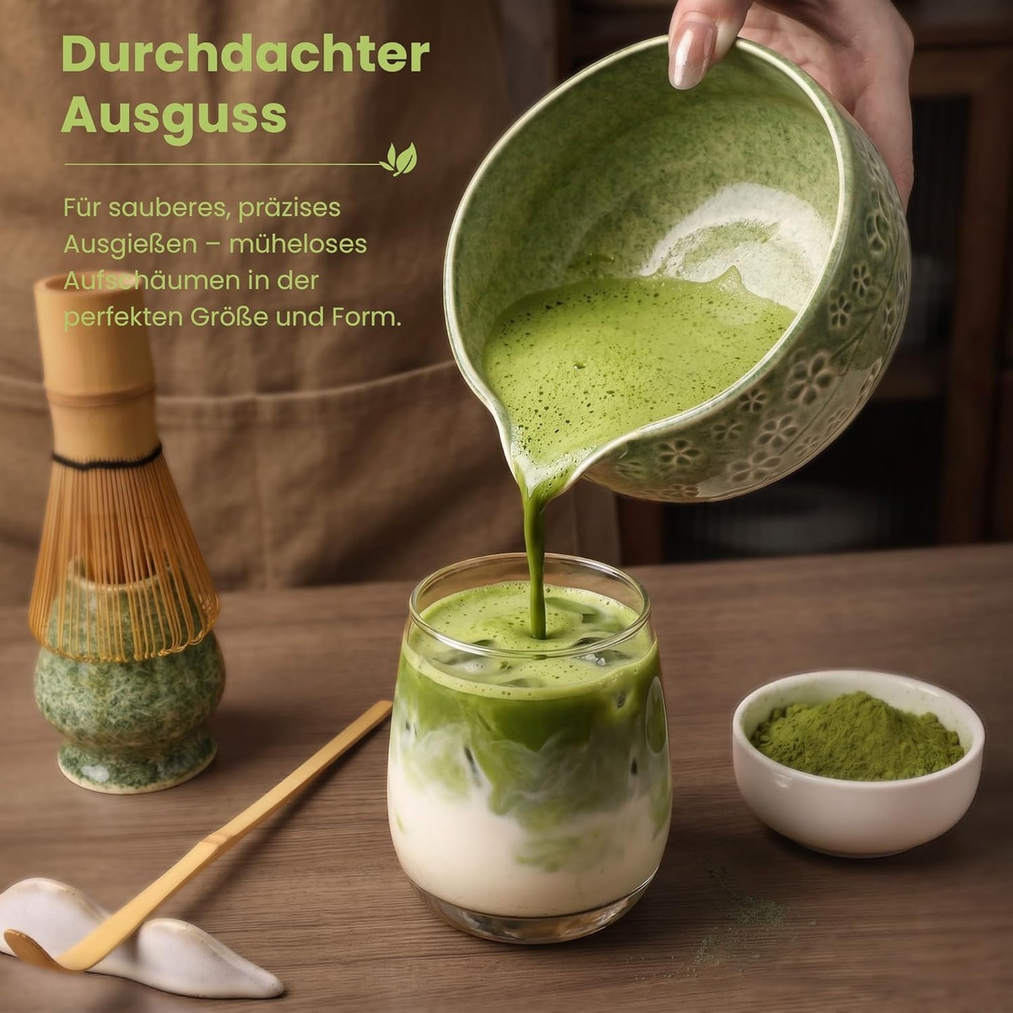 7-teiliges Matcha-Teeset, Grün