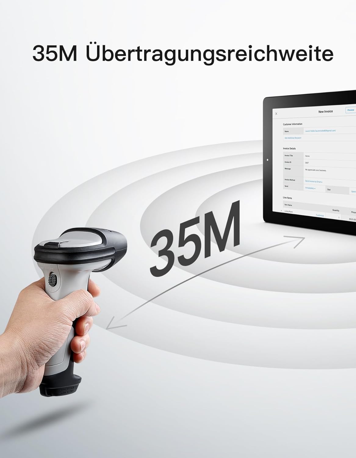 BCST-72 Barcode-Scanner 2D Bluetooth, kabellos mit AI APP & SDK, Grau