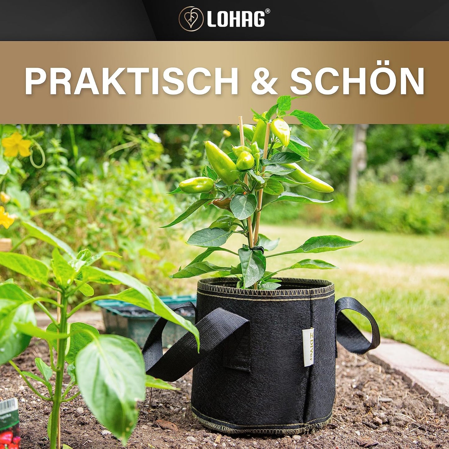 3er-Set Pflanzsack, 40 Liter, 10 Gallonen 3er Pack