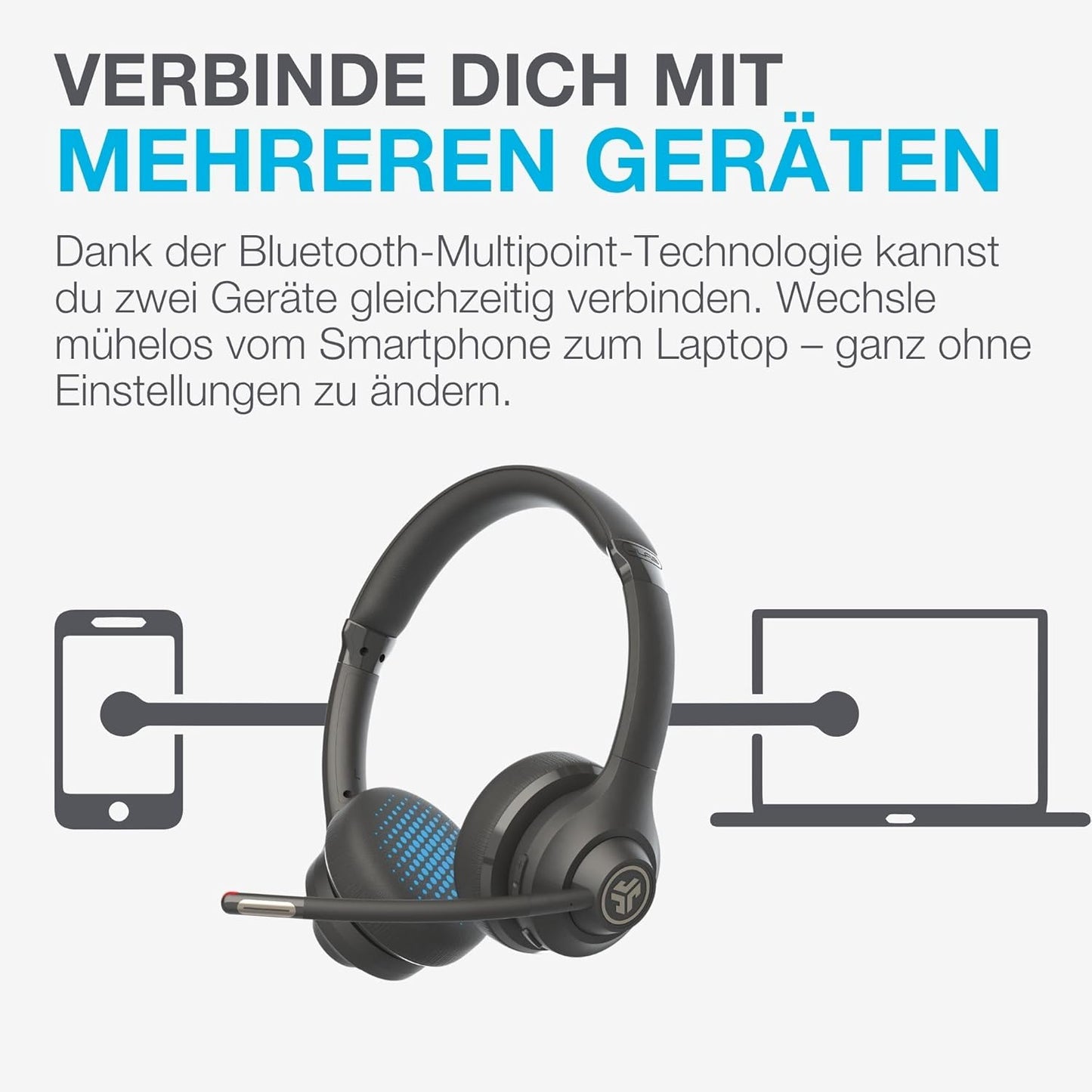 Kabelloses On-Ear Headset mit Mikrofon und USB-C, Go Work 2nd Gen
